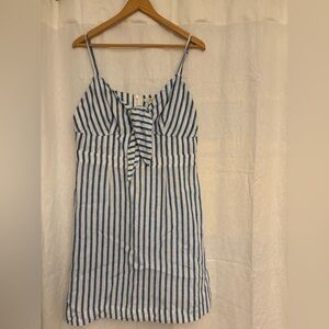 Boden Blue and White Striped Linen Mini Dress